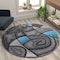 Flash Furniture Blue 5' x 5' Round Abstract Design Area Rug ACD-RGTRZ860-55-BL-GG - alternate 3